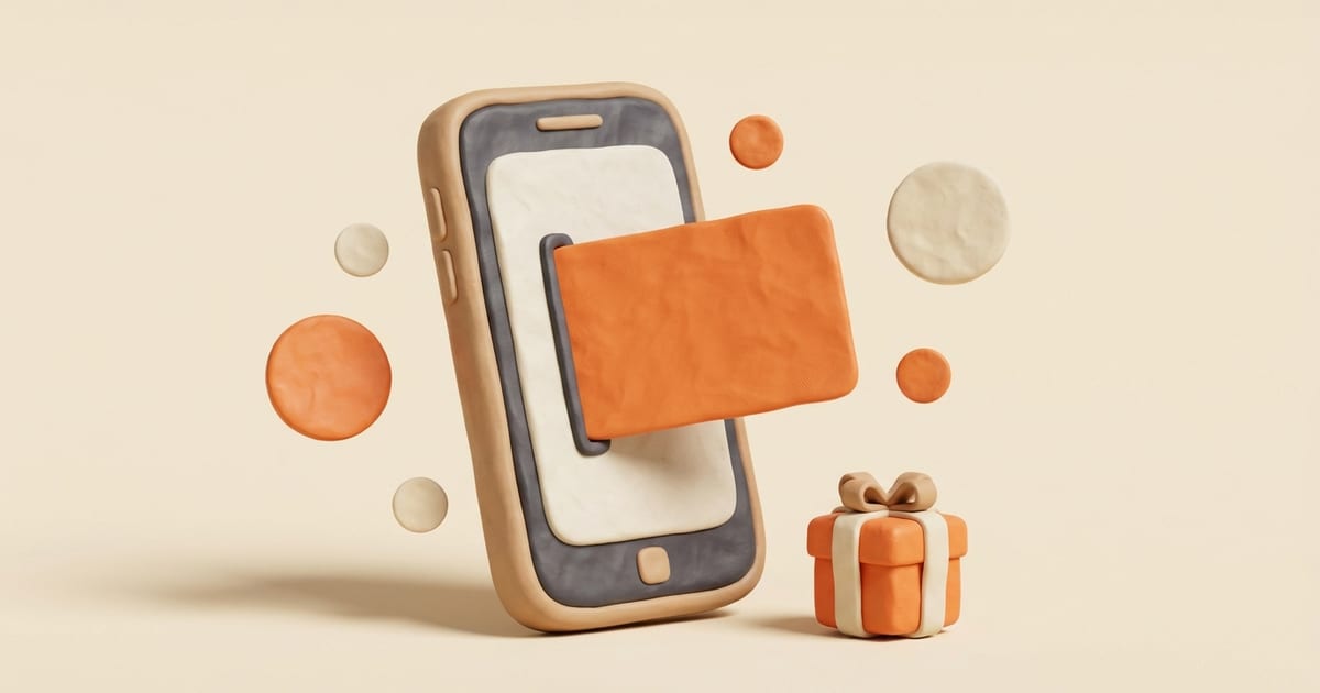 El pase de lealtad naranja saliendo del celular, ilustración de Forja